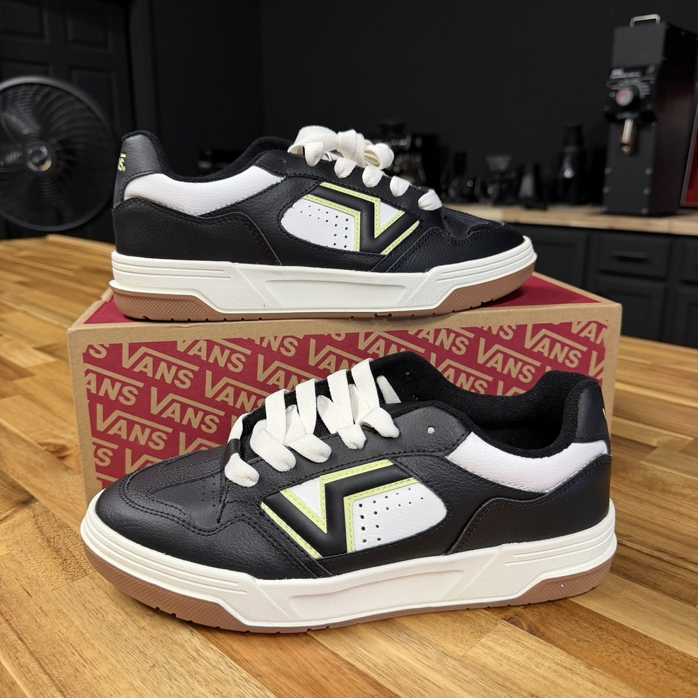 NIB Vans Upland Black Lime White Sneakers VN000D6FGBK Men's 9  Women's 10.5